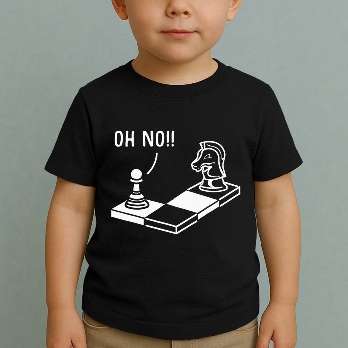 Oh No Knight To Pawn Funny Chess Player Gift Idea Board Game Toddler T-Shirt