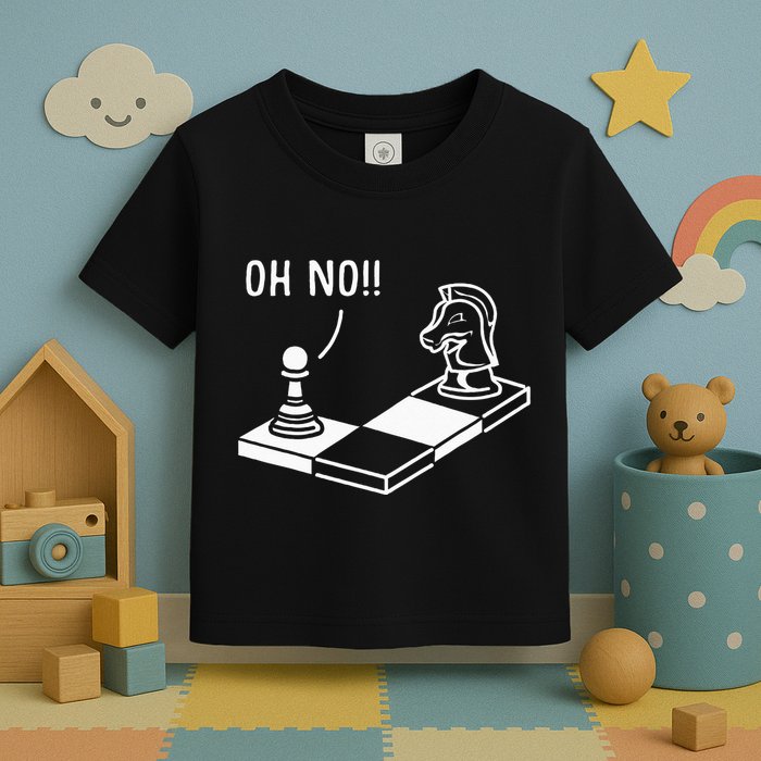 Oh No Knight To Pawn Funny Chess Player Gift Idea Board Game Toddler T-Shirt