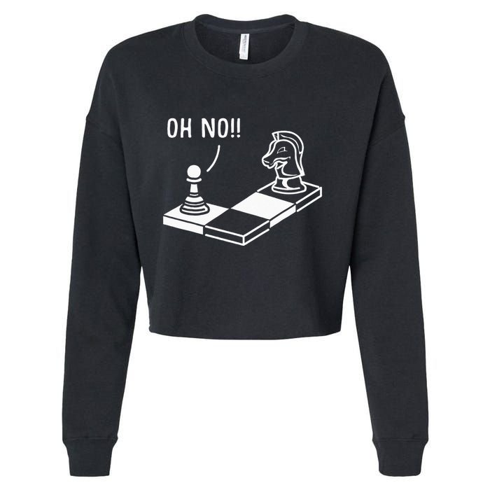 Oh No Knight To Pawn Funny Chess Player Gift Idea Board Game Cropped Pullover Crew