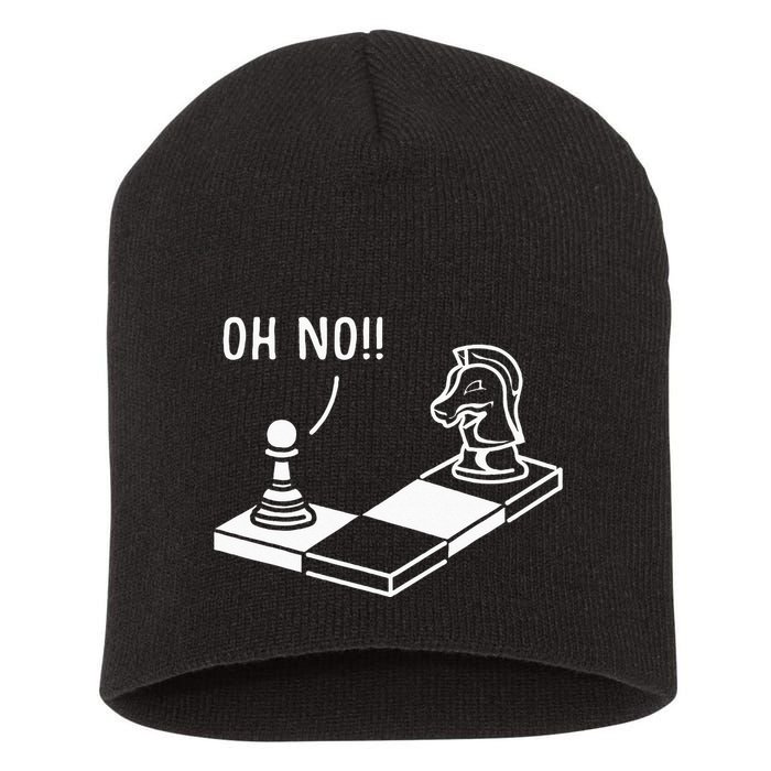 Oh No Knight To Pawn Funny Chess Player Gift Idea Board Game Short Acrylic Beanie