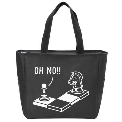 Oh No Knight To Pawn Funny Chess Player Gift Idea Board Game Zip Tote Bag