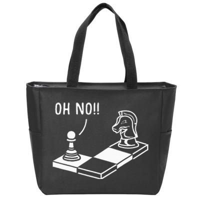 Oh No Knight To Pawn Funny Chess Player Gift Idea Board Game Zip Tote Bag