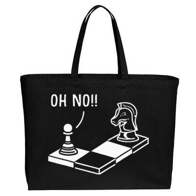 Oh No Knight To Pawn Funny Chess Player Gift Idea Board Game Cotton Canvas Jumbo Tote