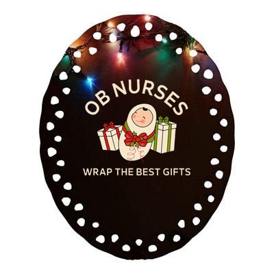 OB Nurse Labor and Delivery Nurse Thanksgiving Christmas Ceramic Oval Ornament