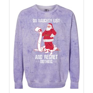 On Naughty List Funny Merry Christmas Day Santa Elf Graphic Hoodie Colorblast Crewneck Sweatshirt