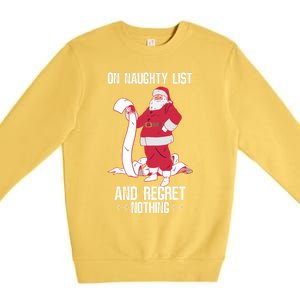 On Naughty List Funny Merry Christmas Day Santa Elf Graphic Hoodie Premium Crewneck Sweatshirt