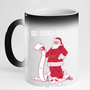 On Naughty List Funny Merry Christmas Day Santa Elf Graphic Hoodie 11oz Black Color Changing Mug