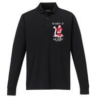 On Naughty List Funny Merry Christmas Day Santa Elf Graphic Hoodie Performance Long Sleeve Polo