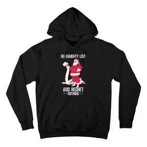 On Naughty List Funny Merry Christmas Day Santa Elf Graphic Hoodie Hoodie