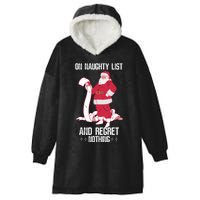 On Naughty List Funny Merry Christmas Day Santa Elf Graphic Hoodie Hooded Wearable Blanket