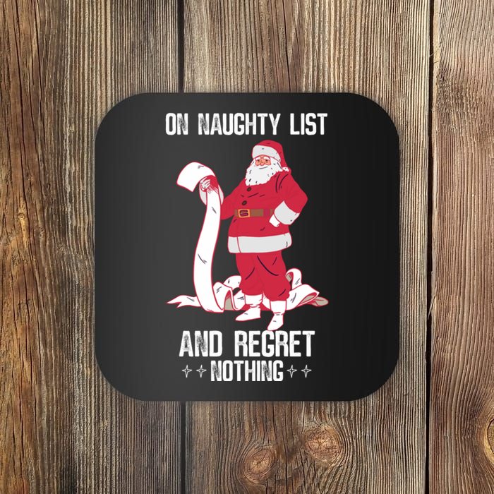 On Naughty List Funny Merry Christmas Day Santa Elf Graphic Hoodie Coaster