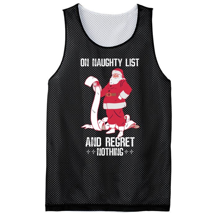 On Naughty List Funny Merry Christmas Day Santa Elf Graphic Hoodie Mesh Reversible Basketball Jersey Tank