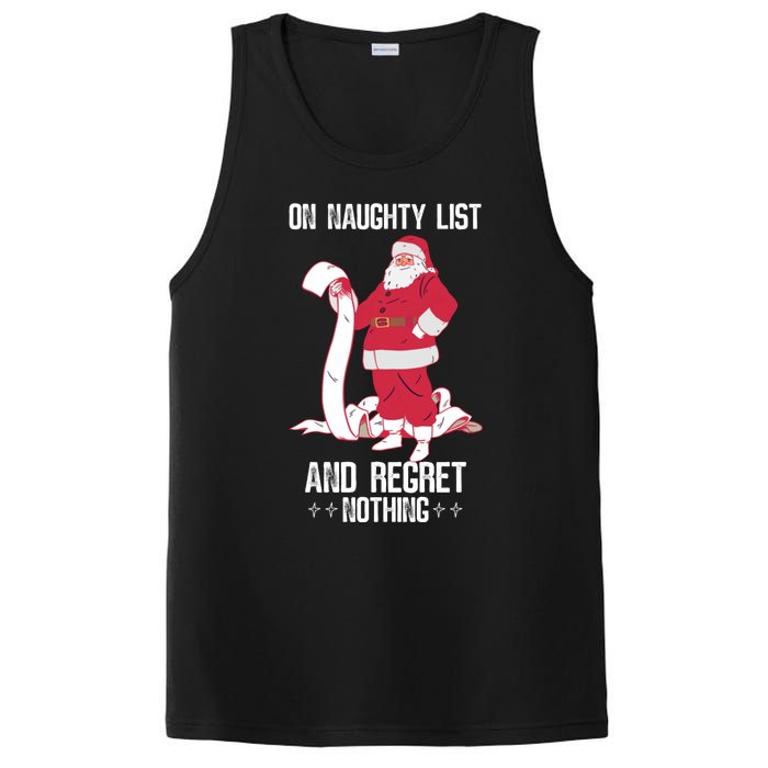 On Naughty List Funny Merry Christmas Day Santa Elf Graphic Hoodie PosiCharge Competitor Tank