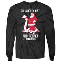 On Naughty List Funny Merry Christmas Day Santa Elf Graphic Hoodie Tie-Dye Long Sleeve Shirt