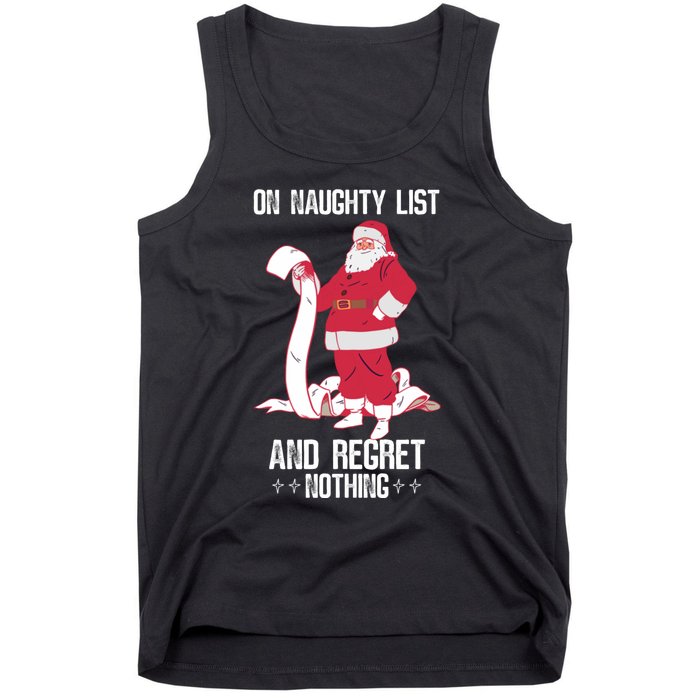 On Naughty List Funny Merry Christmas Day Santa Elf Graphic Hoodie Tank Top