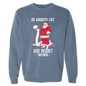 On Naughty List Funny Merry Christmas Day Santa Elf Graphic Hoodie Garment-Dyed Sweatshirt