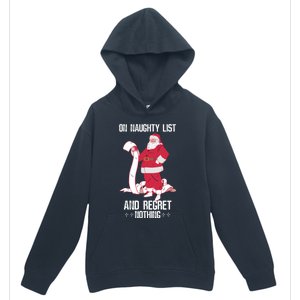 On Naughty List Funny Merry Christmas Day Santa Elf Graphic Hoodie Urban Pullover Hoodie