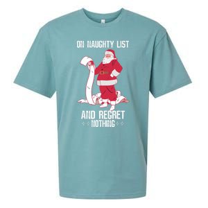 On Naughty List Funny Merry Christmas Day Santa Elf Graphic Hoodie Sueded Cloud Jersey T-Shirt