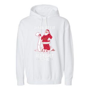 On Naughty List Funny Merry Christmas Day Santa Elf Graphic Hoodie Garment-Dyed Fleece Hoodie