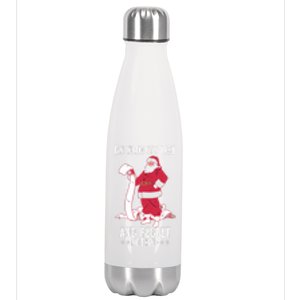 On Naughty List Funny Merry Christmas Day Santa Elf Graphic Hoodie Stainless Steel Insulated Water Bottle