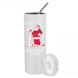 On Naughty List Funny Merry Christmas Day Santa Elf Graphic Hoodie Stainless Steel Tumbler