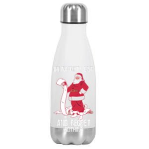 On Naughty List Funny Merry Christmas Day Santa Elf Graphic Hoodie Stainless Steel Insulated Water Bottle