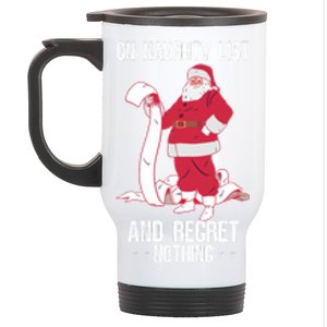 On Naughty List Funny Merry Christmas Day Santa Elf Graphic Hoodie Stainless Steel Travel Mug