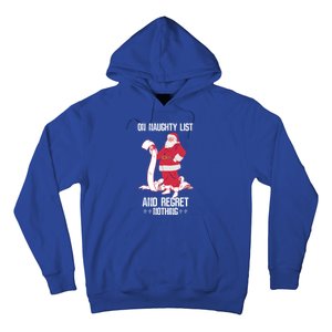 On Naughty List Funny Merry Christmas Day Santa Elf Graphic Gift Hoodie