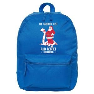 On Naughty List Funny Merry Christmas Day Santa Elf Graphic Gift 16 in Basic Backpack