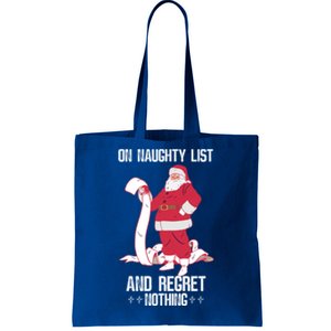 On Naughty List Funny Merry Christmas Day Santa Elf Graphic Gift Tote Bag