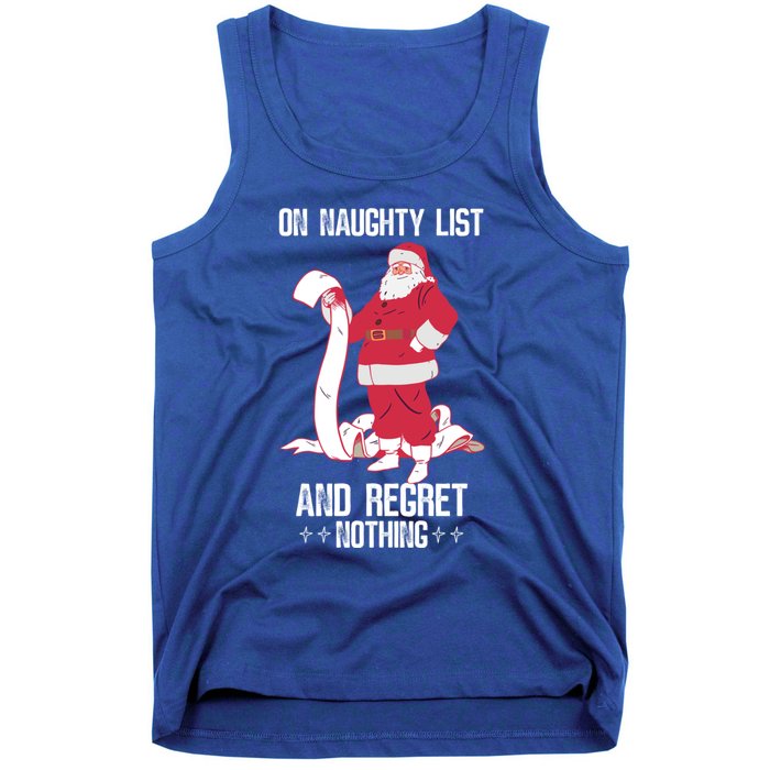 On Naughty List Funny Merry Christmas Day Santa Elf Graphic Gift Tank Top