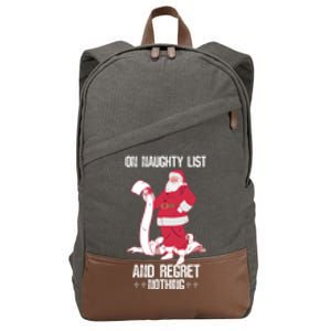 On Naughty List Funny Merry Christmas Day Santa Elf Graphic Gift Cotton Canvas Backpack