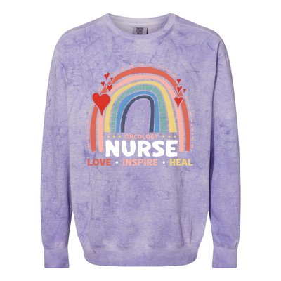 Oncology Nurse Love Inspire Heal Medical Healthcare Gift Colorblast Crewneck Sweatshirt