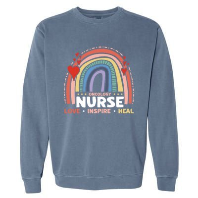 Oncology Nurse Love Inspire Heal Medical Healthcare Gift Garment-Dyed Sweatshirt