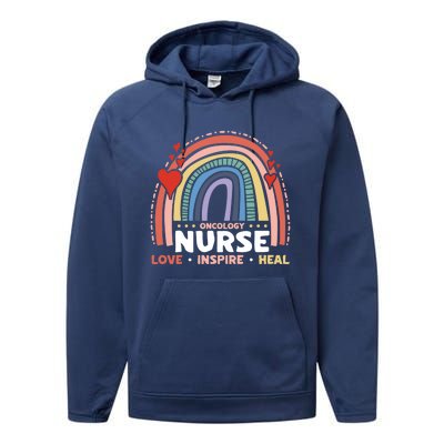 Oncology Nurse Love Inspire Heal Medical Healthcare Gift Performance Fleece Hoodie