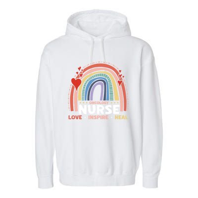 Oncology Nurse Love Inspire Heal Medical Healthcare Gift Garment-Dyed Fleece Hoodie