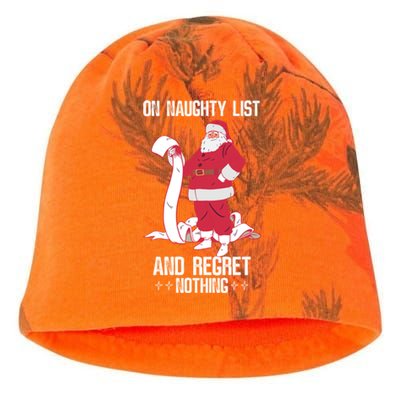 On Naughty List Funny Merry Christmas Day Santa Elf Graphic Funny Gift Kati - Camo Knit Beanie