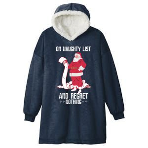 On Naughty List Funny Merry Christmas Day Santa Elf Graphic Funny Gift Hooded Wearable Blanket