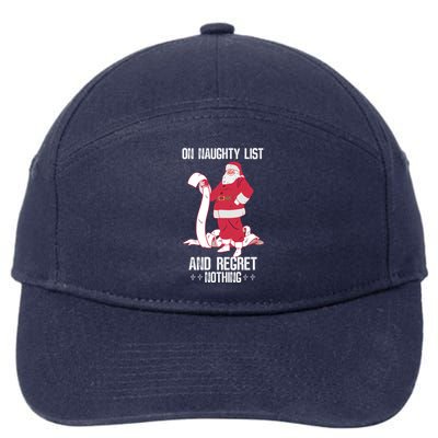 On Naughty List Funny Merry Christmas Day Santa Elf Graphic Funny Gift 7-Panel Snapback Hat