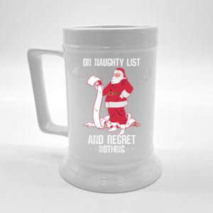 On Naughty List Funny Merry Christmas Day Santa Elf Graphic Funny Gift Beer Stein