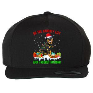 On Naughty List And I Regret Nothing Xmas Rottweiler Dog Meaningful Gift Wool Snapback Cap