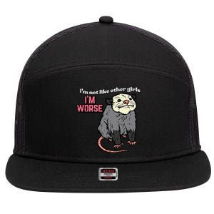 Opossum Not Like Other Im Worse Funny Possum 7 Panel Mesh Trucker Snapback Hat