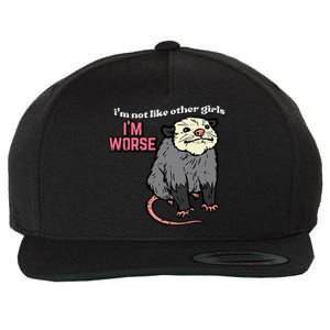 Opossum Not Like Other Im Worse Funny Possum Wool Snapback Cap