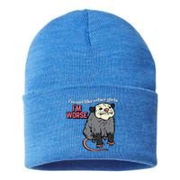 Opossum Not Like Other Im Worse Funny Possum Sustainable Knit Beanie