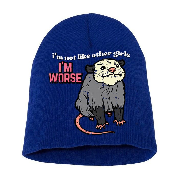 Opossum Not Like Other Im Worse Funny Possum Short Acrylic Beanie