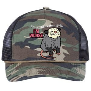 Opossum Not Like Other Im Worse Funny Possum Retro Rope Trucker Hat Cap