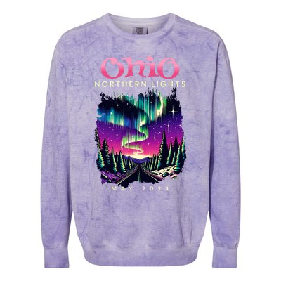 Ohio Northern Lights Borealis May 2024 Colorblast Crewneck Sweatshirt