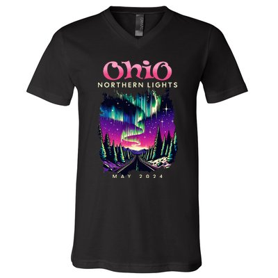 Ohio Northern Lights Borealis May 2024 V-Neck T-Shirt