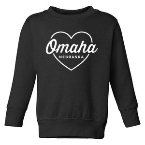 Omaha Nebraska Love Heart Retro Script Travel America Dark Toddler Sweatshirt