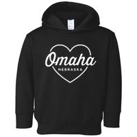 Omaha Nebraska Love Heart Retro Script Travel America Dark Toddler Hoodie